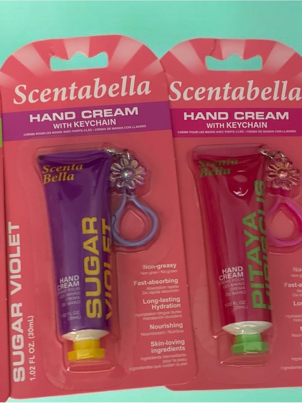 Abella Scentabella Hand Cream Duo in Purple and Pink Packaging